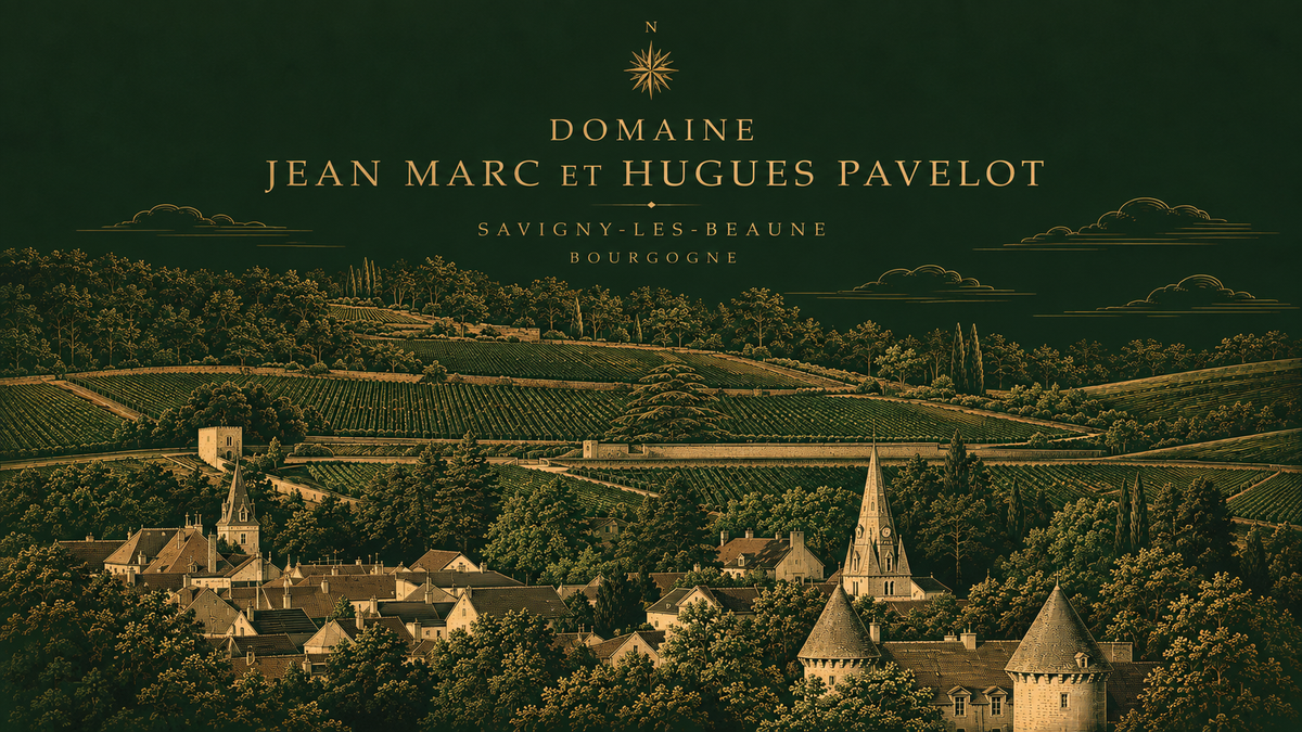 Engraving of Savigny-lès-Beaune and its vineyards for Domaine Jean-Marc et Hugues Pavelot